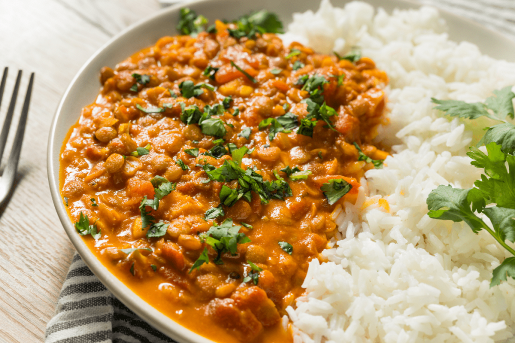 Curry de lentejas con verduras